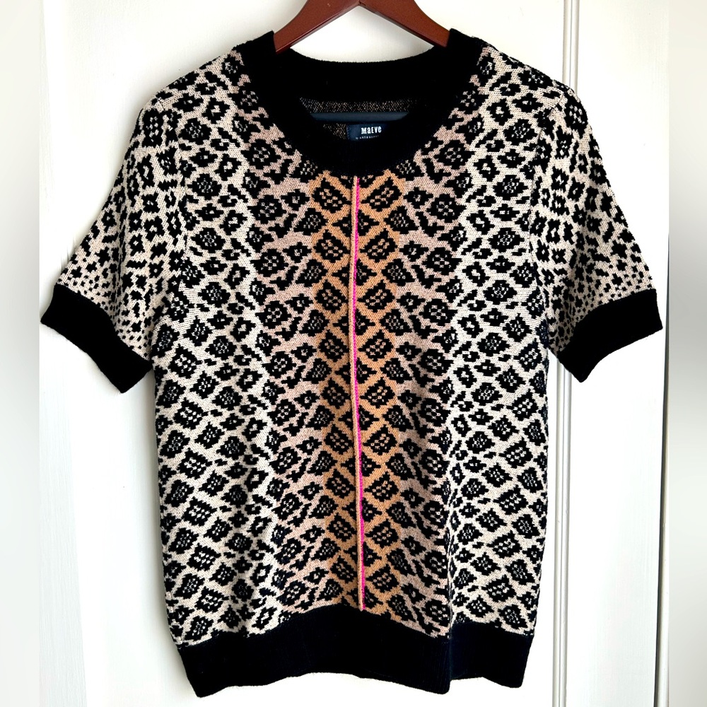 Maeve by Anthropologie Patterned Short Sleeve Sweater